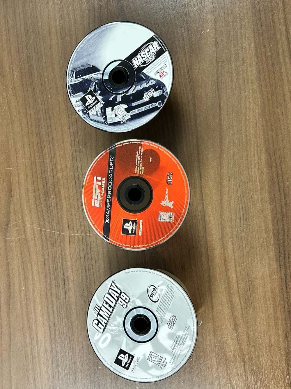 PS1 Game Lot 3 NASCAR 99 ESPN X Games Pro Boarder NFL GameDay 99 Discs Only Unte